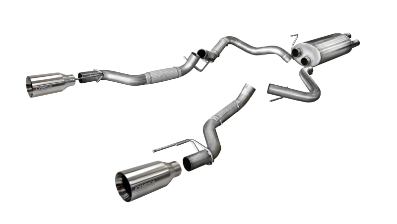 Ford F-150 Performance Exhaust - Dual Rear Exit - CORSA Performance - Cat-Back Sport - Satin Polished - `17-`20